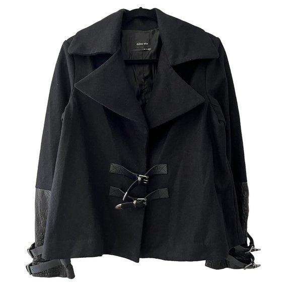 Dolce Vita Wool Leather Trim Moto Jacket - Picture 1 of 6